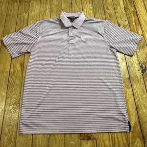 Brooks Brothers Polo Shirt Mens XL Lavender Striped Golf Performance Preppy